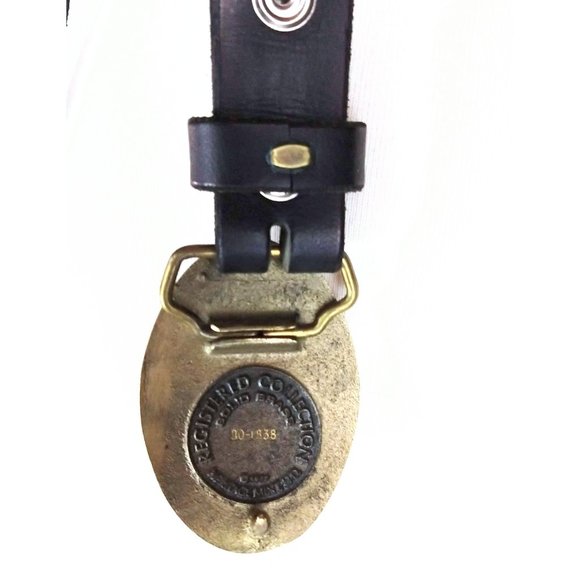 Black leather large metal California 1849 solid brass buckle - Picture 3 of 5